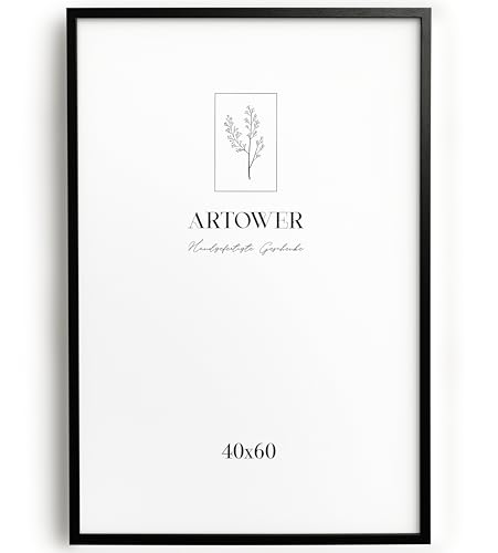 Artower® Bilderrahmen für 40 x 60 cm Schwarz Holz Dünner Rahmen | Posterrahmen Groß Collage | Picture Frame Black Wood 40x60cm | Holzrahmen Holz-Bilderrahmen | Holzbilderrahmen Poster Echtholz von Artower