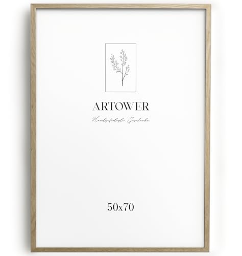 Artower® Bilderrahmen für 50 x 70 cm Natur Holz Eiche Dünner Rahmen | Posterrahmen Groß Collage | Picture Frame Oak Wood 50x70cm | Holzrahmen Holz-Bilderrahmen | Holzbilderrahmen Poster Echtholz von Artower
