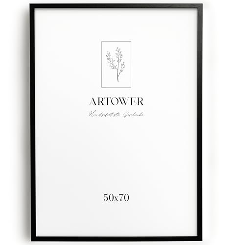 Artower® Bilderrahmen für 50 x 70 cm Schwarz Holz Dünner Rahmen | Posterrahmen Groß Collage | Picture Frame Black Wood 50x70cm | Holzrahmen Holz-Bilderrahmen | Holzbilderrahmen Poster Echtholz von Artower