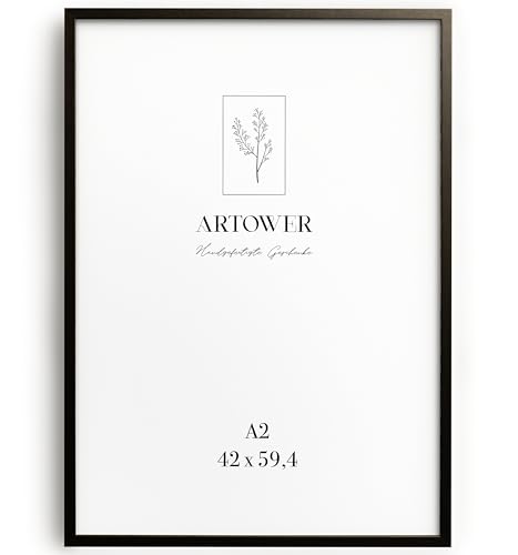 Artower® Bilderrahmen für DIN A2 42 x 60 cm Braun Holz Dünner Rahmen | Posterrahmen Groß Vintage Collage | Picture Frame Brown Wood 42 x 59,4cm | Holzbilderrahmen Poster Echtholz von Artower