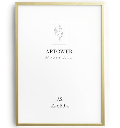 Artower® Bilderrahmen für DIN A2 42 x 60 cm Natur Hell Holz Dünner Rahmen | Posterrahmen Groß Vintage Collage | Picture Frame Natural Wood 42 x 59,4cm | Holzbilderrahmen Poster Echtholz von Artower