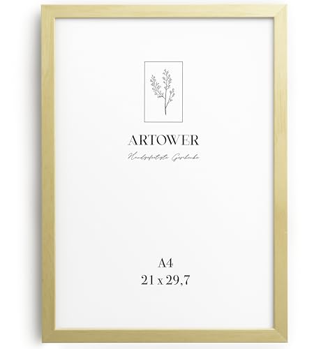 Artower® Bilderrahmen für DIN A4 21 x 30 cm Natur Hell Holz Dünner Rahmen | Posterrahmen Groß Vintage Collage | Picture Frame Natural Wood 21 x 29,7cm | Holzbilderrahmen Poster Echtholz von Artower