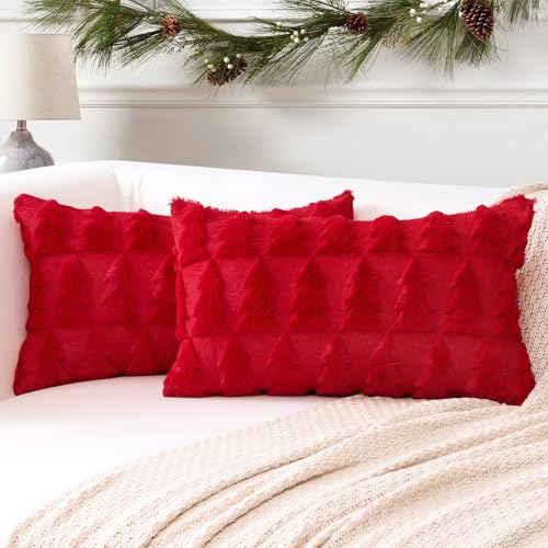 Artscope 2er Set Wolle Kissenbezüge Weicher Plüsch Kurzer Wollsamt Dekokissenbezuge Sofakissen Europäische Kissenhülle für Sofa Schlafzimmer Weihnachtsbaum Rot, 40x60cm Artscope 2er Set Wolle Kissenbezüge Weicher Plüsch Kurzer Wollsamt Dekokissenbezuge Sofakissen Europäische Kissenhülle für Sofa Schlafzimmer Weihnachtsbaum Rot, 40x60cm von Artscope
