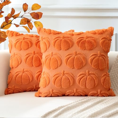 Artscope 2er Set Wolle Kürbis Kissenbezüge Weicher Plüsch Kurzer Wollsamt Dekokissenbezüge Herbst Kissenhülle Sofakissen Herbstdeko für Sofa Schlafzimmer Halloween Orange, 40x40cm Artscope 2er Set Wolle Kürbis Kissenbezüge Weicher Plüsch Kurzer Wollsamt Dekokissenbezüge Herbst Kissenhülle Sofakissen Herbstdeko für Sofa Schlafzimmer Halloween Orange, 40x40cm von Artscope