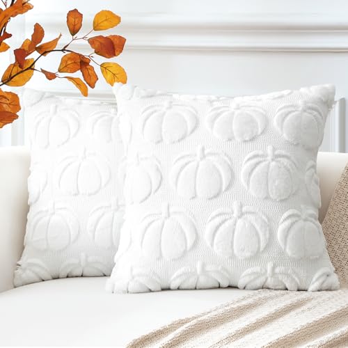 Artscope 2er Set Wolle Kürbis Kissenbezüge Weicher Plüsch Kurzer Wollsamt Dekokissenbezüge Herbst Kissenhülle Sofakissen Herbstdeko für Sofa Schlafzimmer Halloween Weiß, 40x40cm Artscope 2er Set Wolle Kürbis Kissenbezüge Weicher Plüsch Kurzer Wollsamt Dekokissenbezüge Herbst Kissenhülle Sofakissen Herbstdeko für Sofa Schlafzimmer Halloween Weiß, 40x40cm von Artscope