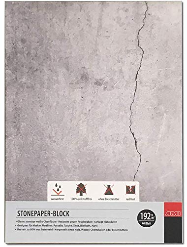 Artservice-Tube Steinpapier-Block, Stonepaper Zeichenblock Zeichenpapier, 15x15cm, 192g/m² 40 Blatt von Artservice-Tube