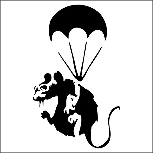 Maus Loch " Banksy Rat Paratrooper " Sockelleiste Wand Aufkleber Vinyl Aufkleber " 10cm x 10cm UK SELLER von Artstickers