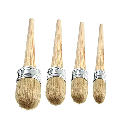 Kreidefarben-Wachspinsel-Set, natürliche Borsten, runde Pinsel mit Holzgriff für Acryl-, Ölmalerei, Wachsmöbel, Heimdekoration, Glasur, Keramik, Schablonen-Projekt (4 Stück) von Artstore