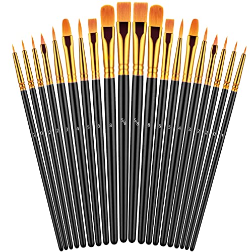 Pinsel-Set, 20 Stück Pinsel für Acrylmalerei, Öl-Aquarell-Acryl-Pinsel, Künstlerpinsel für Gesicht, Felsen-Leinwand, Kinder, Erwachsene, Zeichnen, Kunst, Bastelbedarf, reines Schwarz Pinsel-Set, 20 Stück Pinsel für Acrylmalerei, Öl-Aquarell-Acryl-Pinsel, Künstlerpinsel für Gesicht, Felsen-Leinwand, Kinder, Erwachsene, Zeichnen, Kunst, Bastelbedarf, reines Schwarz von Artstorys