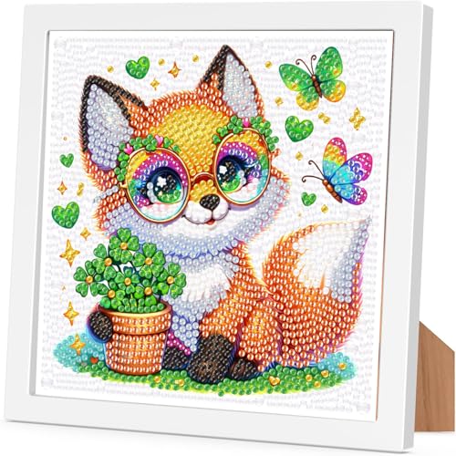 Arttoplus Diamond Painting Kinder Junge Mädchen mit Rahmen Fuchs,Diamond Painting Kinder ab 4 5 6 8 10 Jahre Fuchs,Tiere 5D Diamant Painting Bilder zur Geschenk und Heimdekoration (15x15 cm) von Arttoplus