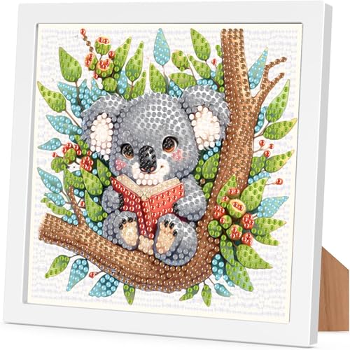 Arttoplus Diamond Painting Kinder Junge Mädchen mit Rahmen Koala,Diamond Painting Kinder ab 4 5 6 8 10 Jahre Koala,Tiere 5D Diamant Painting Bilder zur Geschenk und Heimdekoration (15x15 cm) von Arttoplus