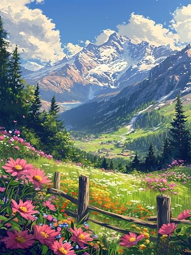Arttoplus Malen Nach Zahlen Erwachsene Landschaft-Malen Nach Zahlen Blumen, Diy Acrylfarbe Paint by Numbers Adults für Home Décor(40x50cm) von Arttoplus