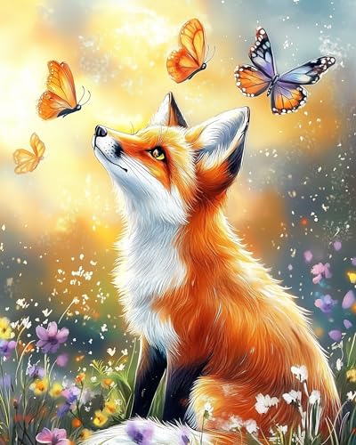 Arttoplus Malen Nach Zahlen Kinder ab 5 6 7 8 9 10 Jahre Mädchen Fuchs-Malen Nach Zahlen ab 6 7 8 9 Jahre Mädchen,Diy Acrylfarben Paint by Numbers Kids Tiere für Home Décor(40x50cm) von Arttoplus