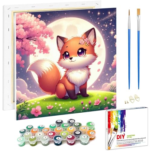 Arttoplus Malen Nach Zahlen Kinder ab 5 6 7 8 9 mit Rahmen-Fuchs Malen Nach Zahlen ab 5 6 7 8 9 10 Jahre Mädchen, Diy Acrylfarbe Paint by Numbers Tiere für Anfänger für Home Décor(20x20cm) von Arttoplus