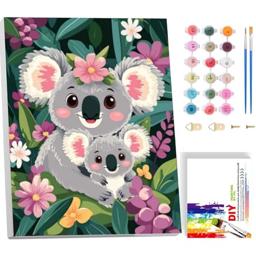 Arttoplus Malen Nach Zahlen Kinder ab 5 6 7 8 9 mit Rahmen-Koala Malen Nach Zahlen ab 5 6 7 8 9 10 Jahre Mädchen, Diy Acrylfarbe Paint by Numbers Tiere für Anfänger für Home Décor(20x30cm) von Arttoplus