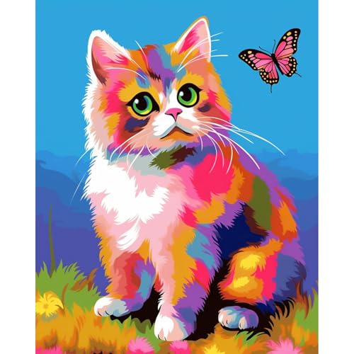 Arttoplus Malen nach Zahlen Katze Kinder- Malen nach Zahlen Tiere Kinder ab 6-10, Cat Paint by Numbers für Geschenke und Home Wand Dekor 40x50 CM von Arttoplus