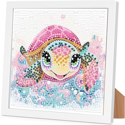 Diamond Painting Kinder Junge Mädchen mit Rahmen Schildkröte,Diamond Painting Kinder ab 4 5 6 8 10 Jahre Schildkröte,Tiere 5D Diamant Painting Bilder zur Geschenk und Heimdekoration (15x15 cm) von Arttoplus