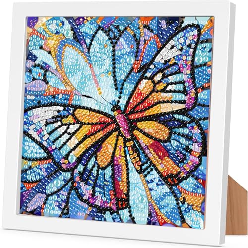 Diamond Painting Kinder Junge Mädchen mit Rahmen Schmetterling,Diamond Painting Kinder ab 4 5 6 8 10 Jahre Schmetterling,5D Diamant Painting Bilder zur Geschenk und Heimdekoration (15x15 cm) von Arttoplus
