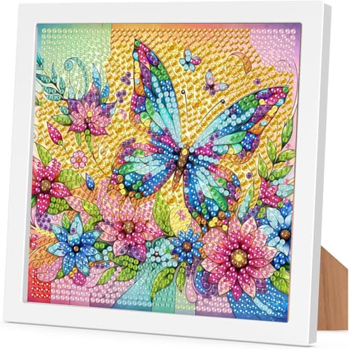 Diamond Painting Kinder Junge Mädchen mit Rahmen Schmetterling,Diamond Painting Kinder ab 4 5 6 8 10 Jahre Schmetterling,5D Diamant Painting Bilder zur Geschenk und Heimdekoration (15x15 cm) von Arttoplus