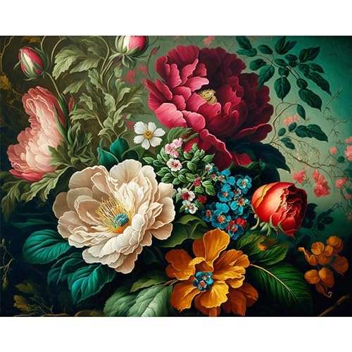 Malen-nach-Zahlen-Set mit Blumenmotiv für Erwachsene, Leinwand-Blume, Malen nach Zahlen für Erwachsene, Blumen-Malen-nach-Zahlen-Set für Erwachsene, als Geschenk, Heimdekoration (40,6 x 50,8 cm) von Arttoplus