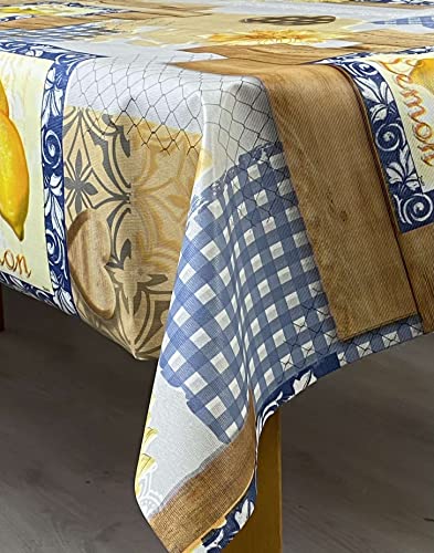 Artwelt Tischdecke Knitterfrei Wachstuchtischdecke Wachstischdecke Tischtuch Dekorativ Abwaschbar Wunschmaß Tischwäsche für Küche, Esszimmer, Garten, Outdoor (110X140cm, Lemon 3A) von Artwelt