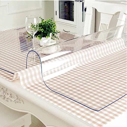 Artwelt Tischdecke Transparent Tischfolie 1.8mm Glasklar Folie Outdoor Tischschutz Wasserdicht Abwaschbar Schräger Rand Polyvinylchloride Folie Wunschmaß Fettdicht Tischschutzfolie (120X90) von Artwelt