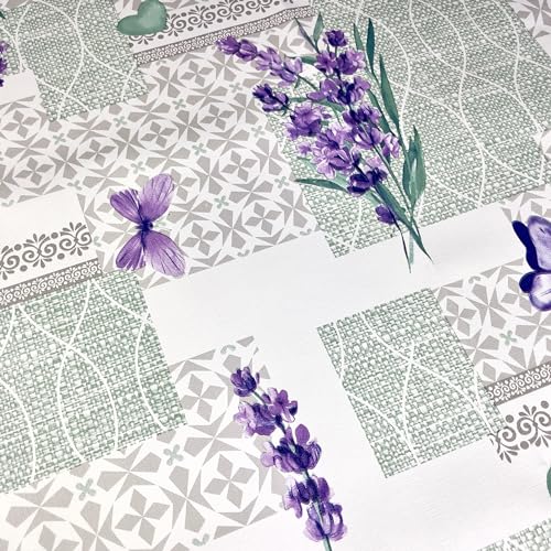 Artwelt Wachstuch Tischdecke Dekorativ Gemustert Abwaschbar Wachstuchtischdecke Knitterfrei Tischtuch Folio Ideal für Küche Esszimmer Garten Outdoor Partys Besondere Anlässe (260X140cm, Lavendel) von Artwelt