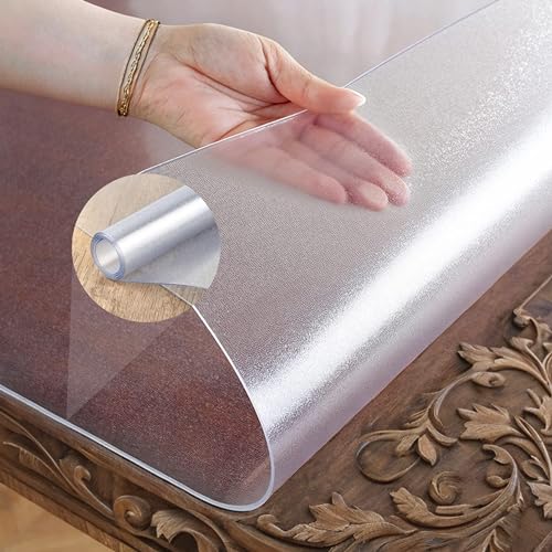 Tischdecke Transparent Leicht Mattiert Tischfolie Maschinenschnitt Geruchsneutral Tischschutzfolie Premium Qualität Made in Germany (220cm X 120cm) von Artwelt