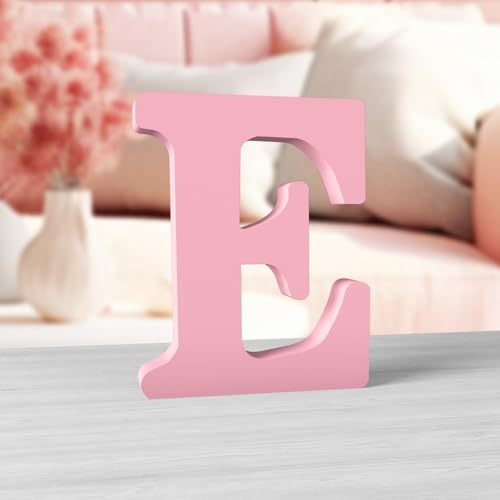Aruatu 15,2 cm rosa Holzbuchstaben unlackierte Holzbuchstaben für Wanddekoration, dekorative stehende Buchstaben, große Buchstaben für Wanddekoration für Bastelarbeiten, Heim-Party-Projekte (E) von Aruatu