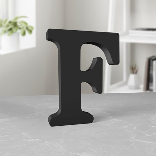 Aruatu 15,2 cm schwarze Holzbuchstaben für Wanddekoration – unlackierte dekorative stehende Buchstabenscheiben für Schilder, Dekoration, Handwerk, Heim-Party-Projekte (F) von Aruatu