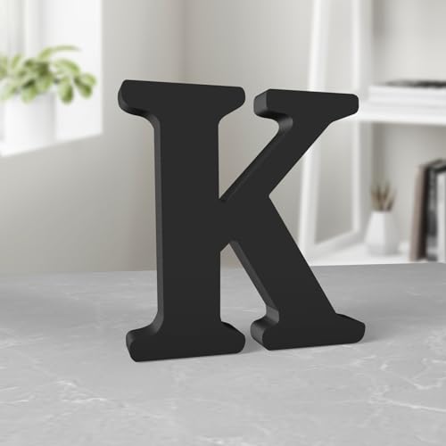 Aruatu 15,2 cm schwarze Holzbuchstaben für Wanddekoration – unlackierte dekorative stehende Buchstabenscheiben für Schilder, Dekoration, Handwerk, Heim-Party-Projekte (K) von Aruatu