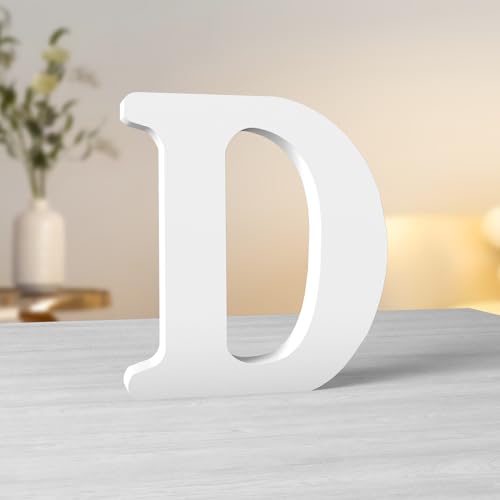 Aruatu 15,2 cm weiße Holz-Buchstaben für Wanddekoration, dekorative stehende Buchstaben, Scheiben, Schild, Dekoration für Bastelarbeiten, Heim-Party-Projekte (D) von Aruatu