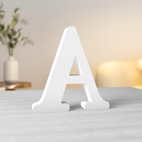 Aruatu 15,2 cm weiße Holz-Buchstaben für Wanddekoration, dekorative stehende Buchstaben, Scheiben, Schild, Dekoration für Handwerk, Zuhause, Party-Projekte (A) von Aruatu