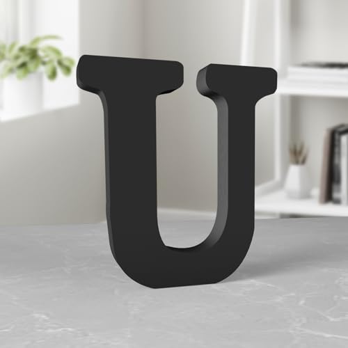 Aruatu 20,3 cm schwarze Holzbuchstaben unlackierte Holzbuchstaben für Wanddekoration, dekorativer stehender Buchstabe große Buchstaben für Wanddekoration für Bastelarbeiten, Heim-Party-Projekte (U) von Aruatu
