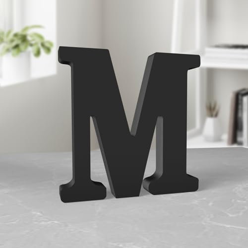 Aruatu 20,3 cm schwarze Holzbuchstaben unlackierte Holzbuchstaben für Wanddekoration, dekorativer stehender Buchstabe große Buchstaben für Wanddekoration für Bastelarbeiten, Heim-Party-Projekte (M) von Aruatu