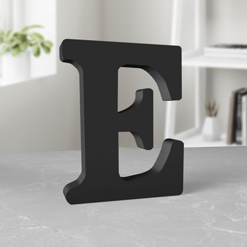 Aruatu 20,3 cm schwarze Holzbuchstaben unlackierte Holzbuchstaben für Wanddekoration, dekorativer stehender Buchstabe große Buchstaben für Wanddekoration für Bastelarbeiten, Heim-Party-Projekte (E) von Aruatu