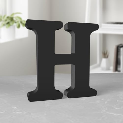Aruatu 20,3 cm schwarze Holzbuchstaben unlackierte Holzbuchstaben für Wanddekoration, dekorativer stehender Buchstabe große Buchstaben für Wanddekoration für Bastelarbeiten, Heim-Party-Projekte (H) von Aruatu