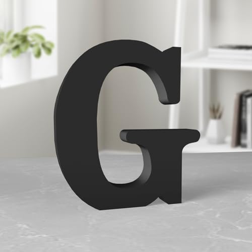 Aruatu 20,3 cm schwarze Holzbuchstaben unlackierte Holzbuchstaben für Wanddekoration, dekorativer stehender Buchstabe große Buchstaben für Wanddekoration für Bastelprojekte zu Hause, Party-Projekte (G von Aruatu