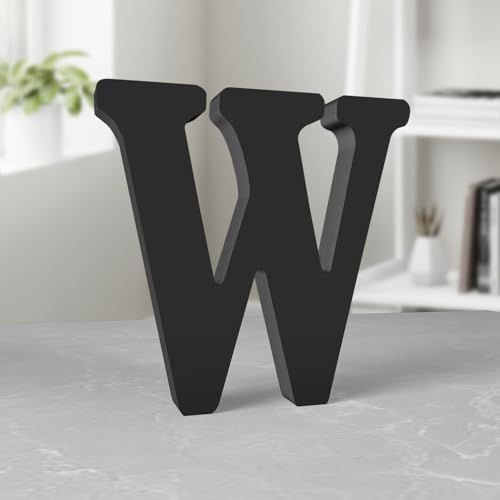 Aruatu 20,3 cm schwarze Holzbuchstaben unlackierte Holzbuchstaben für Wanddekoration, dekorativer stehender Buchstabe große Buchstaben für Wanddekoration für Bastelprojekte zu Hause, Party-Projekte (W von Aruatu