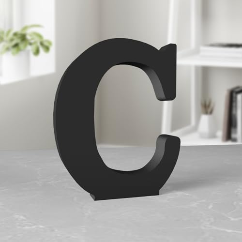 Aruatu 20,3 cm schwarze Holzbuchstaben unlackierte Holzbuchstaben für Wanddekoration, dekorativer stehender Buchstabe große Buchstaben für Wanddekoration für Bastelprojekte zu Hause, Party-Projekte (C von Aruatu