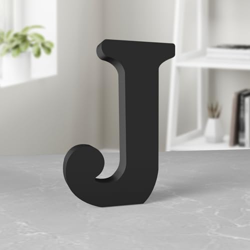 Aruatu 20,3 cm schwarze Holzbuchstaben unlackierte Holzbuchstaben für Wanddekoration, dekorativer stehender Buchstabe große Buchstaben für Wanddekoration für Bastelprojekte zu Hause, Party-Projekte (J von Aruatu