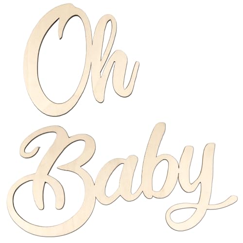Aruatu Holzschild mit Aufschrift "Oh & Baby", unlackiertes Holzschild mit Aufschrift "Oh & Baby", für Kranz, DIY, Basteln, blanko, dekorative Wortschilder für Tür, Wand, Weihnachtsdekoration von Aruatu