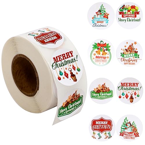 Weihnachtsaufkleber 500 Stück Weihnachten Aufkleber Etiketten Runde Sticker Weihnachten Dekoration Aufkleber Weihnachtssticker für Umschlag Geschenktüten von Aruicheng