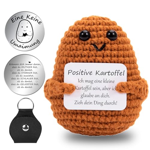 Aruigu Pocket Hug Positive Kartoffel, Kreative Strickwolle Kartoffel Puppe und Kleine Umarmung Glücksbringer, Mutmacher Geschenk, Gute Besserung Geschenk, Einschulung Geschenk von Aruigu