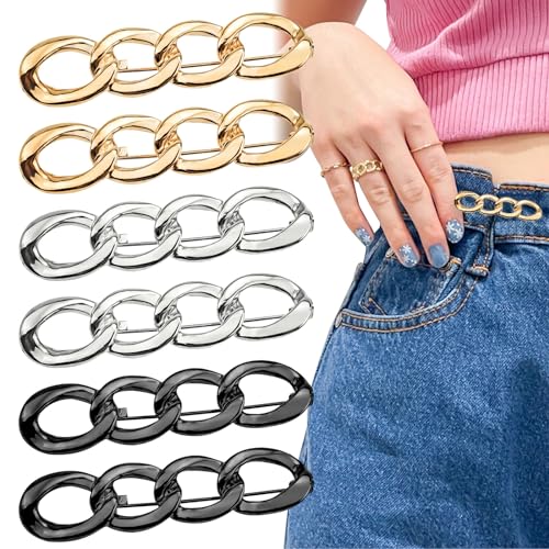 6 Stück verstellbare Jeansknöpfe, Hosen-Taillenspanner, Jeansknopfnadeln für Taillennadeln, kein Nähen, Brosche, Strumpfhalter für Hosen, Jeans, Röcke von Arvintas