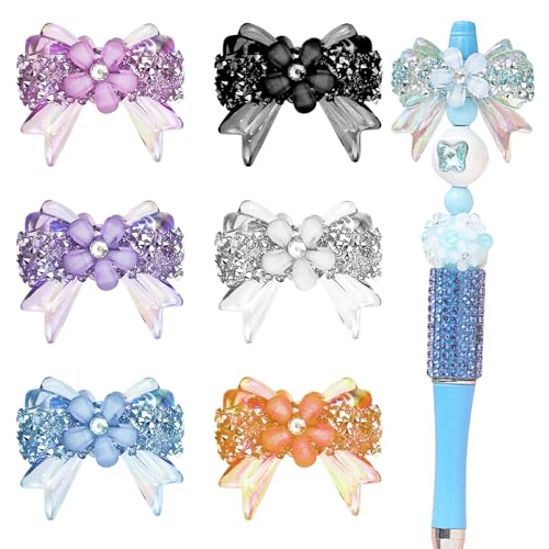 6 x Strass-Schleifen, Perlen für Stifte, ausgefallene Schleife, für DIY-Stifte, Schmuck, Schlüsselanhänger von Arvintas