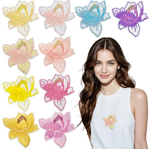 Lotusblumen-Stickerei-Applikation, mehrfarbig, Lotusblüte, zum Aufbügeln, für Kleidung, Rucksack, Reparatur, Verzierung, Dekorationen, 10 Stück Lotusblumen-Stickerei-Applikation, mehrfarbig, Lotusblüte, zum Aufbügeln, für Kleidung, Rucksack, Reparatur, Verzierung, Dekorationen, 10 Stück von Arvintas