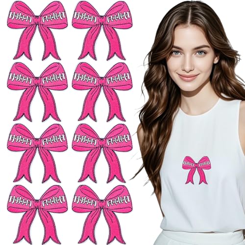 Softball-Flicken zum Aufbügeln, Schleife, bestickte Applikation, Baseball-Patches für DIY-Kleidung, Jacken, Hüte, Rucksäcke, Rosa, 12 Stück von Arvintas