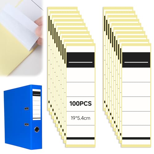 Arvoni 100 Stück Ordnerrücken Selbstklebend Breit, 19 × 5.4 cm Ordner Rückenschilder, Beschreibbar Ordnerrücken Aufkleber, Ordner Etiketten Selbstklebend für 8 cm Breit (Weiß) von Arvoni