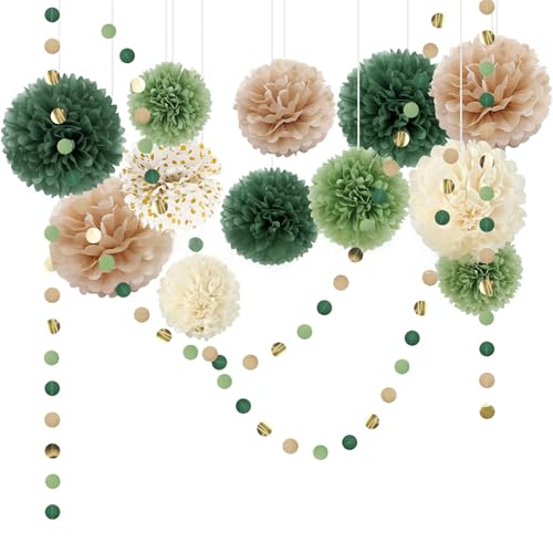 Arvoni 15 Stück Pompons Deko Dunkelgrün, Pompons Partydeko und Dots Papier Girlande für Deko Geburtstag, Kindergeburtstag, Gartenparty, Abschlussball, Babyparty Deko, Vintage-Partys Arvoni 15 Stück Pompons Deko Dunkelgrün, Pompons Partydeko und Dots Papier Girlande für Deko Geburtstag, Kindergeburtstag, Gartenparty, Abschlussball, Babyparty Deko, Vintage-Partys von Arvoni